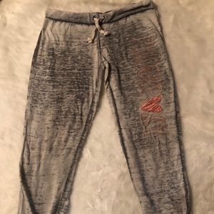 Roxy light weight lounge pants gray distressed